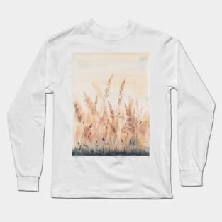 Grass Wildflowers watercolor art. Long Sleeve T-Shirt